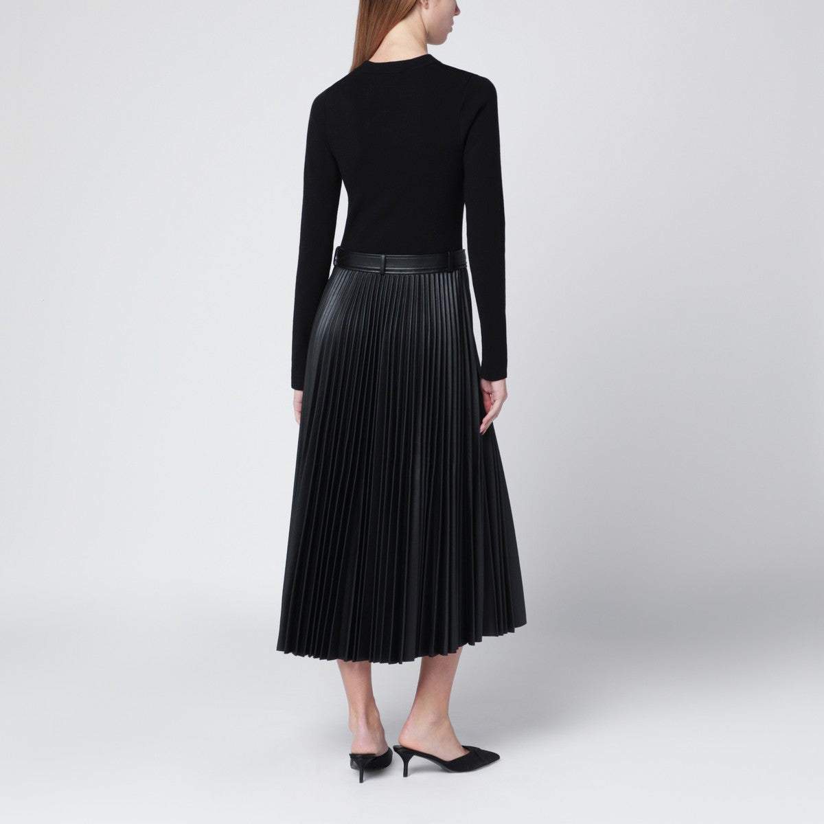 SIMKHAI Black Abilene pleated midi dress SIMKHAI 