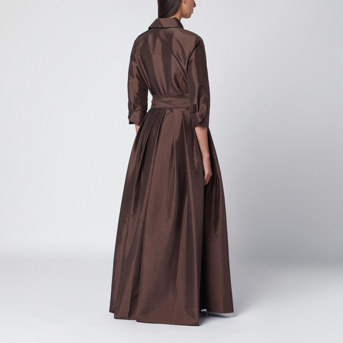 SIMKHAI Julip belted dress in chocolate colour SIMKHAI 