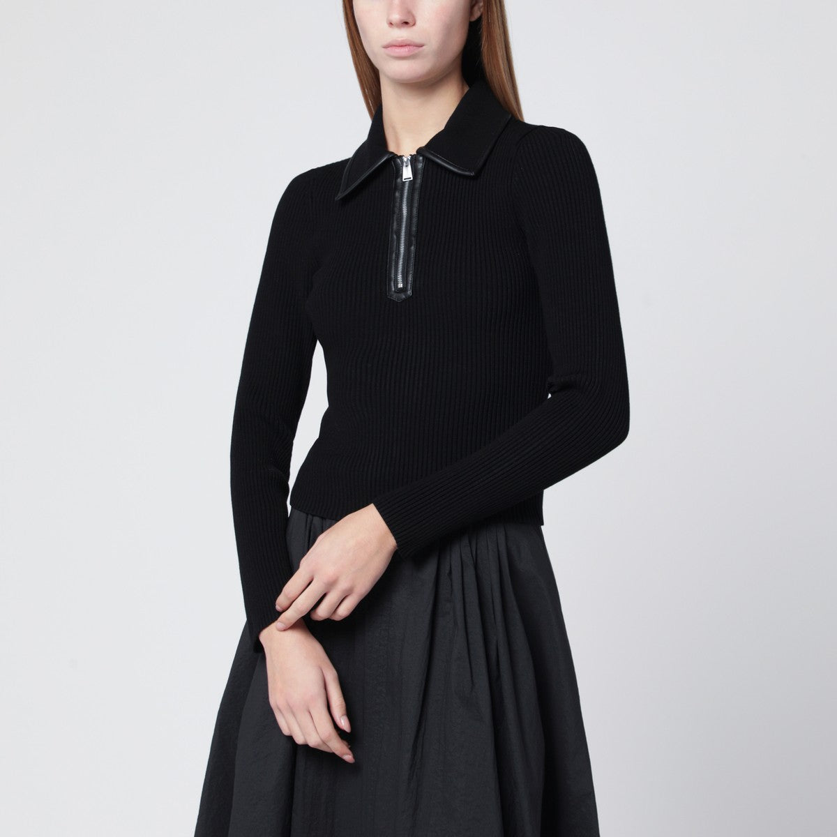SIMKHAI Black ribbed Livana polo SIMKHAI 