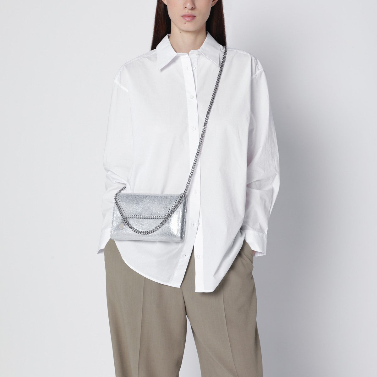 Stella McCartney Falabella silver crossbody wallet bag Stella McCartney 
