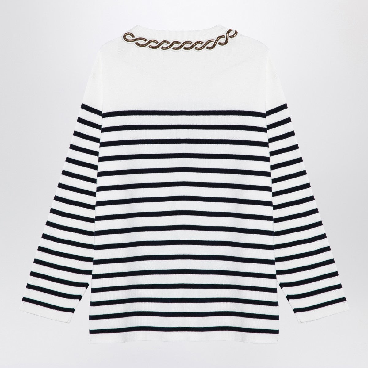 Valentino Ivory/navy striped jersey with embroidery Valentino 