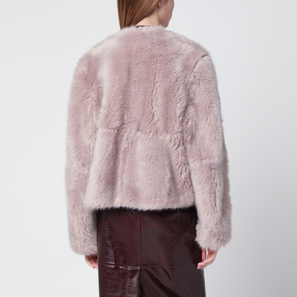 STAND STUDIO Pink short crewneck faux-fur jacket Stand Studio 