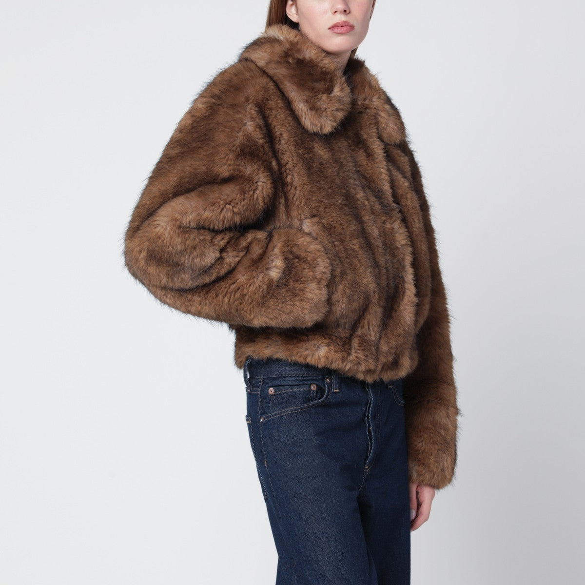STAND STUDIO Brown faux-fur bomber Stand Studio 