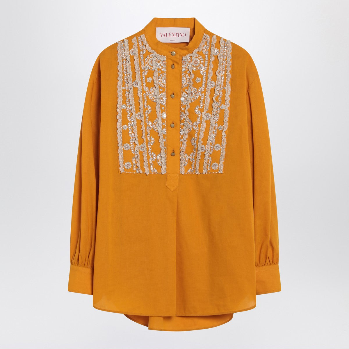 Valentino Ochre yellow shirt with beads and lace Valentino 