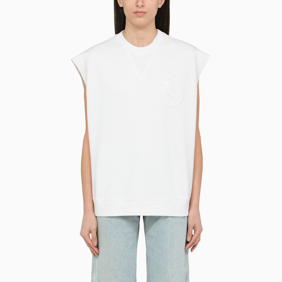 Stella McCartney White cotton over vest with logo Stella McCartney 
