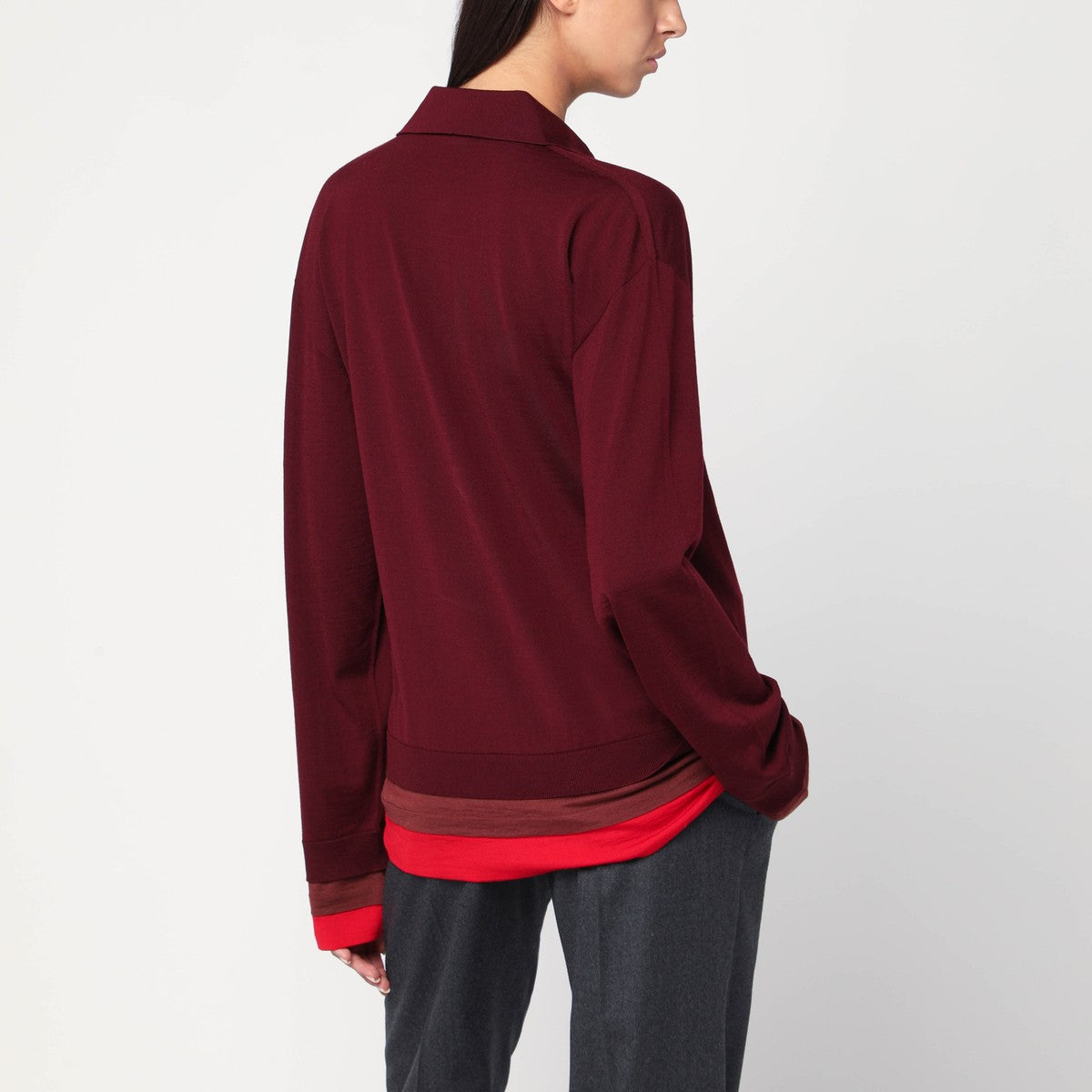 Stella McCartney Layered Bordeaux wool polo Stella McCartney 
