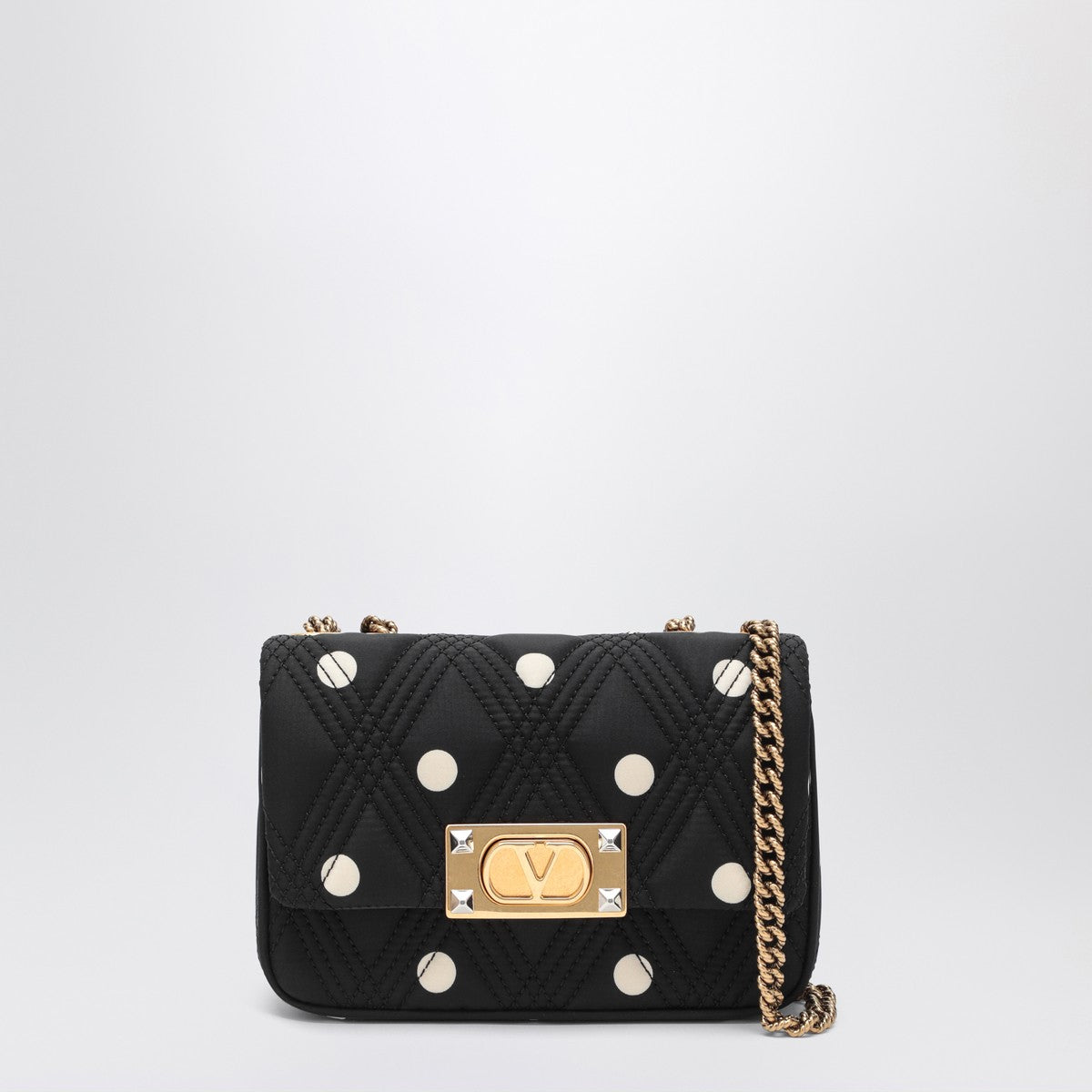 Valentino Garavani Black Quiltie 67 bag with ivory polka dots Valentino Garavani 