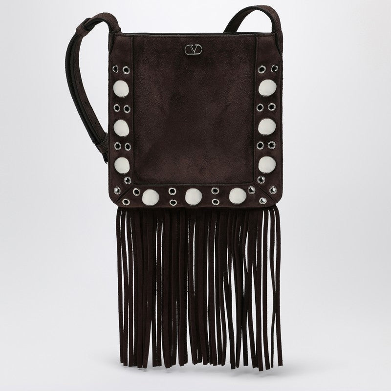 Valentino Garavani Nellcôte brown suede bag with fringes and studs Valentino Garavani
