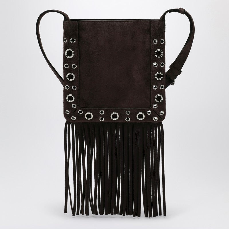 Valentino Garavani Nellcôte brown suede bag with fringes and studs Valentino Garavani