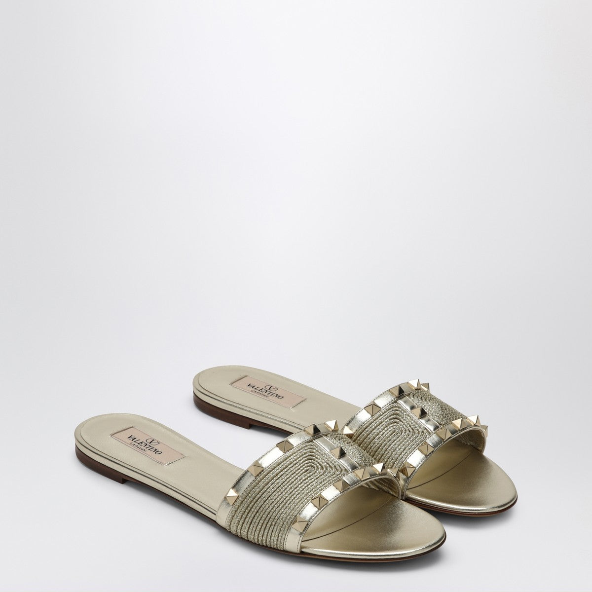 Valentino Garavani Roman Stud Sandals in Platinum Colour Valentino Garavani 