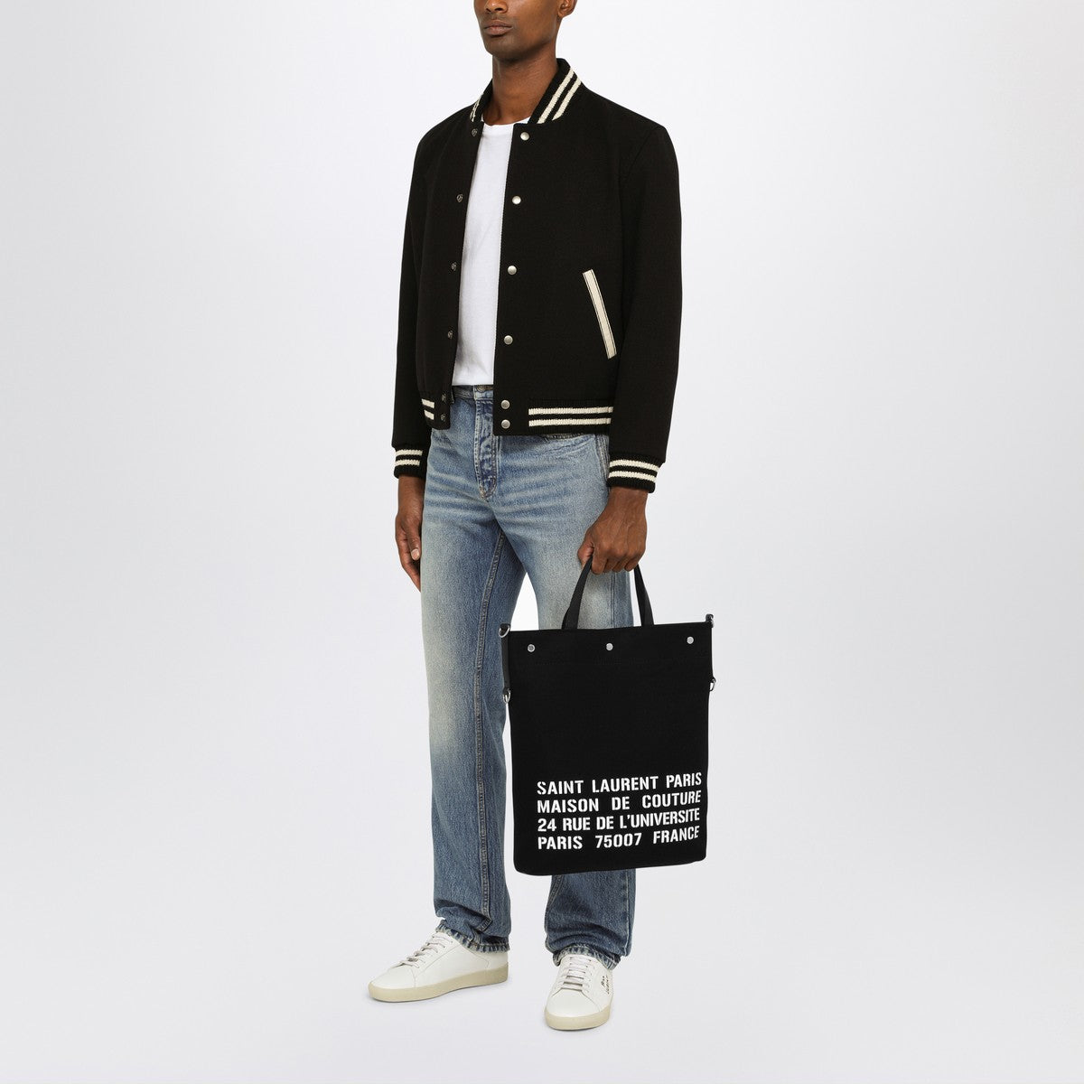 Saint Laurent North/South tote bag in black canvas Saint Laurent 