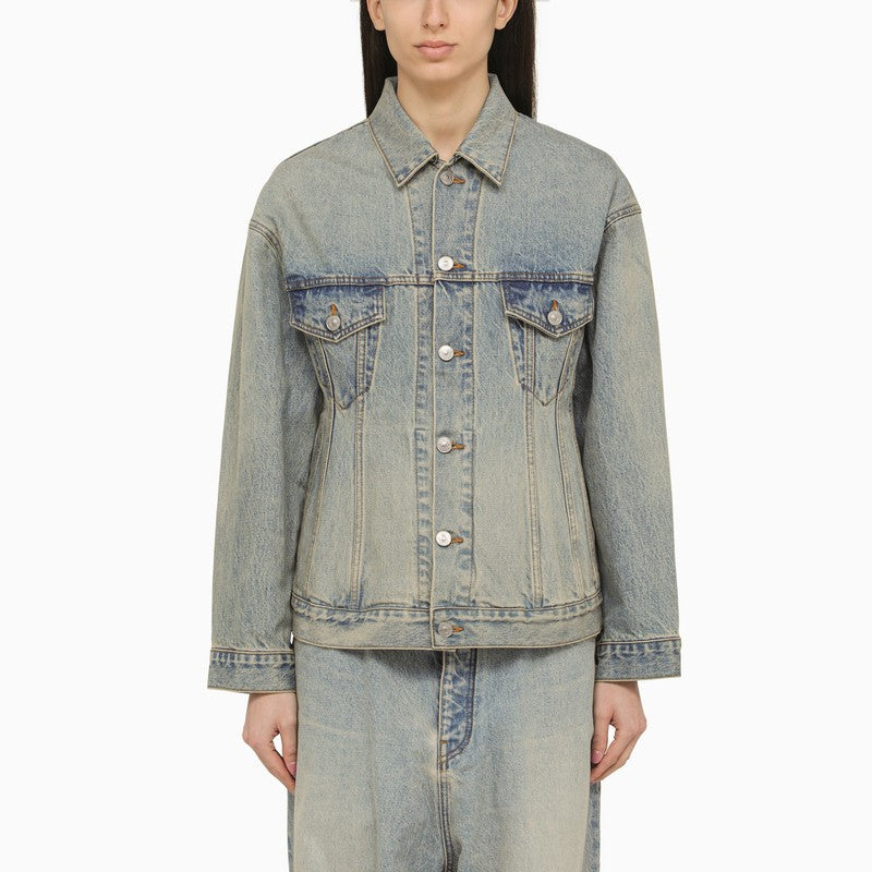 Balenciaga Light blue washed-effect denim jacket Balenciaga 