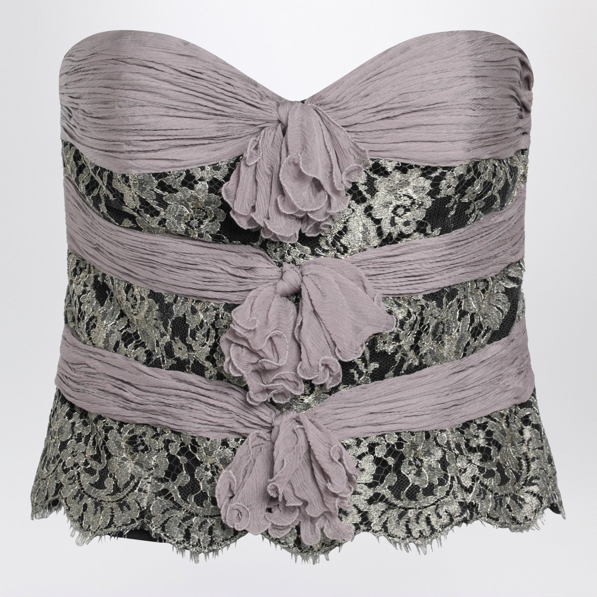 Valentino Grey/mauve/gold chiffon silk top Valentino 