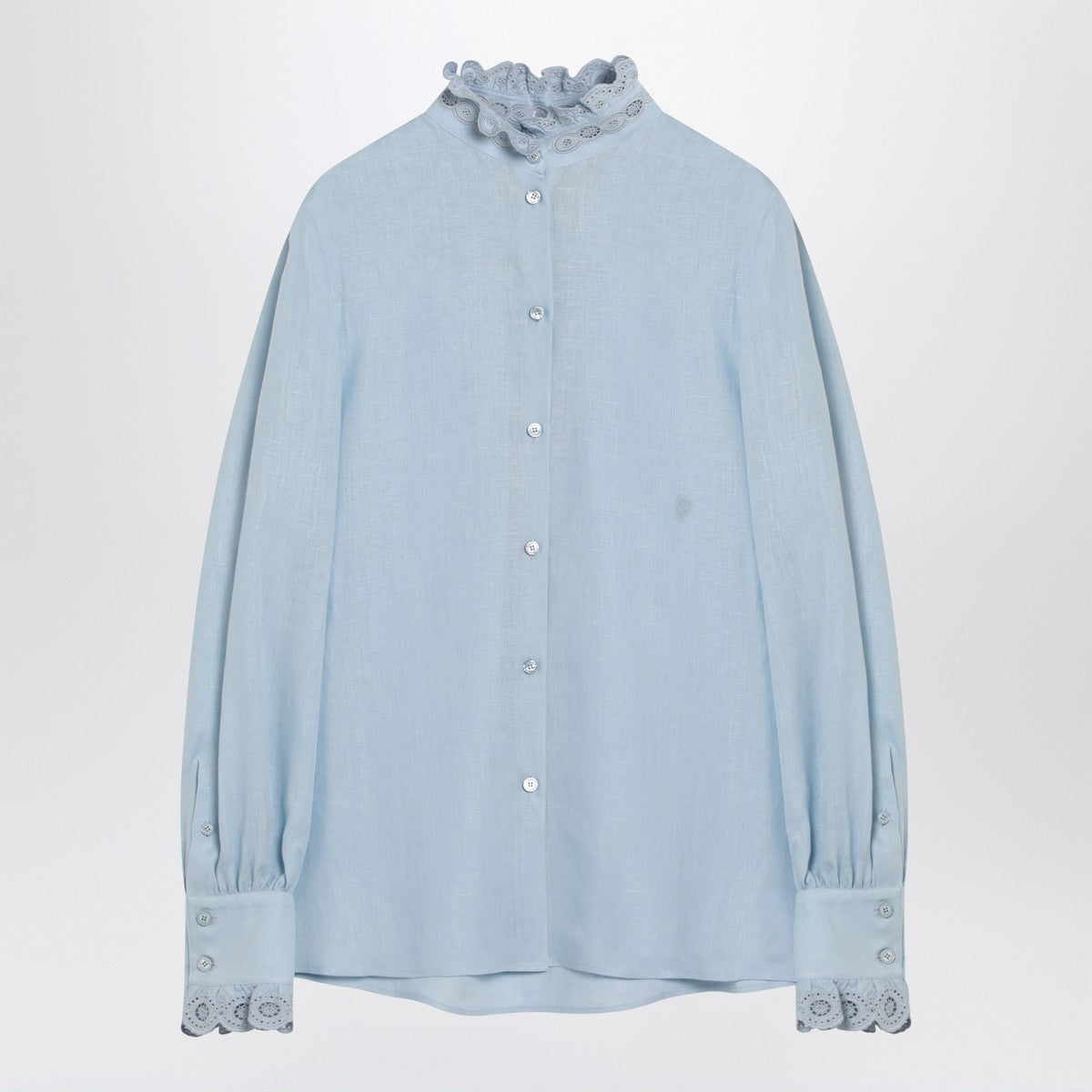 Valentino Light blue linen shirt with ruffles Valentino 