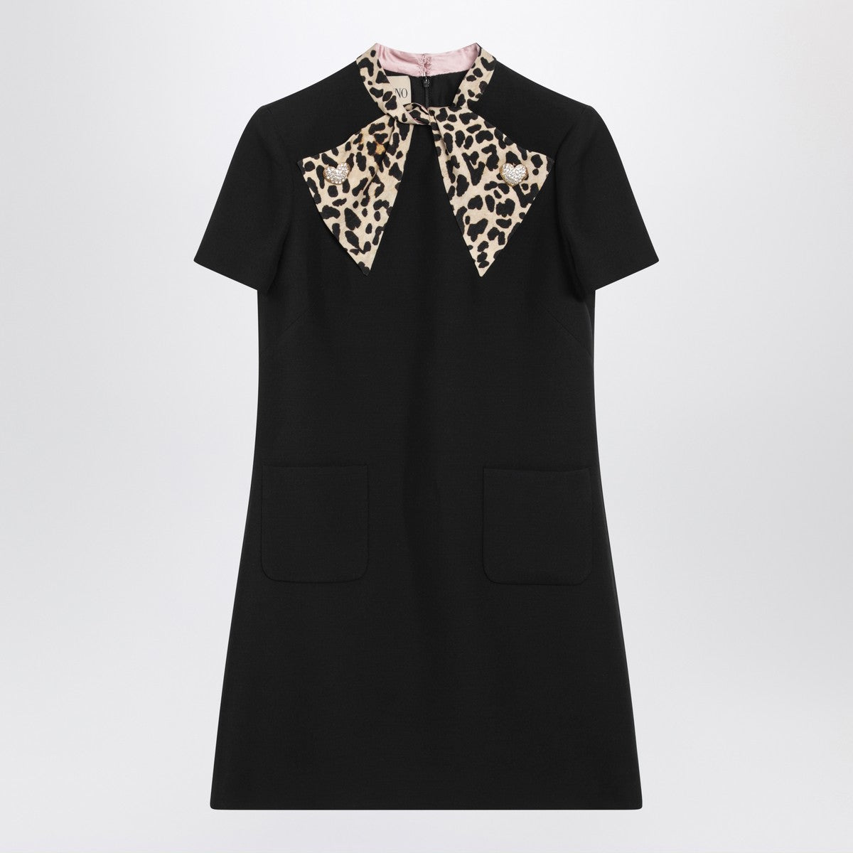 Valentino Black Crepe Couture dress with animal-print bow Valentino 