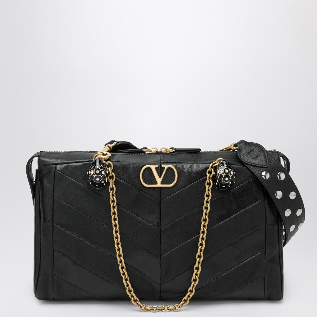 Valentino Garavani Panthea bag in black chevron-pattern nappa Valentino Garavani 