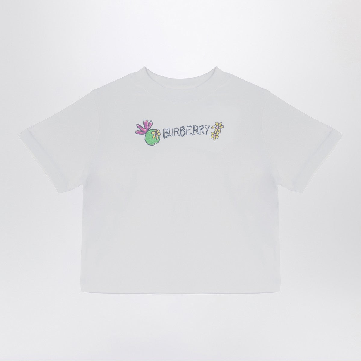 Burberry White crew-neck T-shirt with logo Burberry 