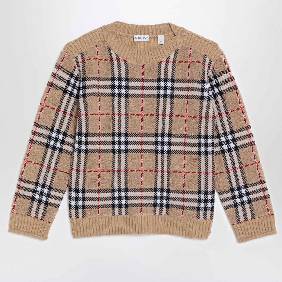 Burberry Beige check wool pullover Burberry 