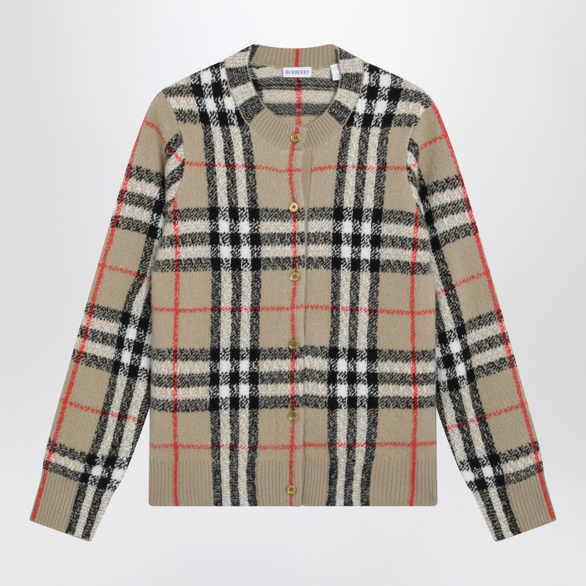 Burberry Beige Check cashmere and wool cardigan Burberry 