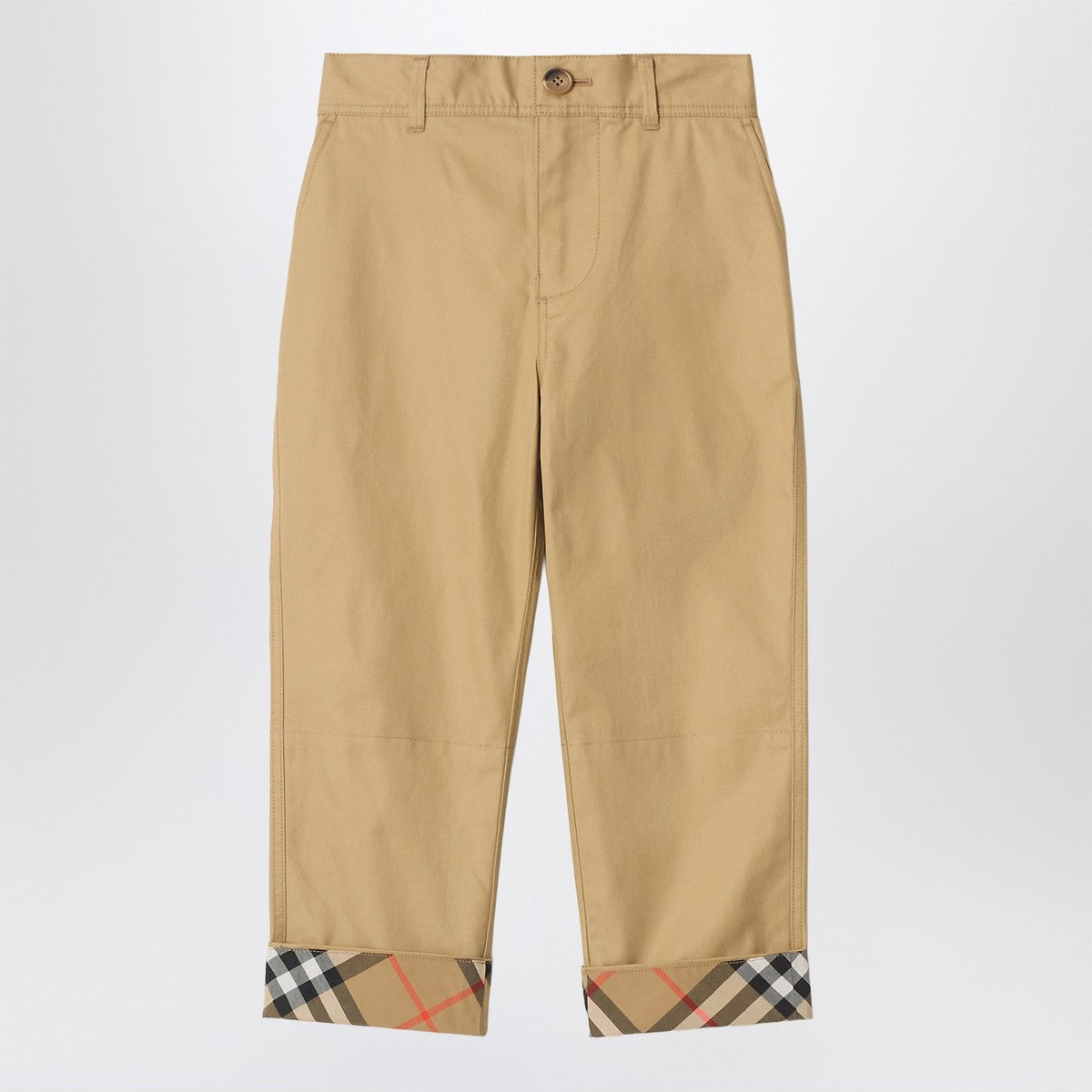 Burberry Beige trousers with Check turn-ups Burberry 