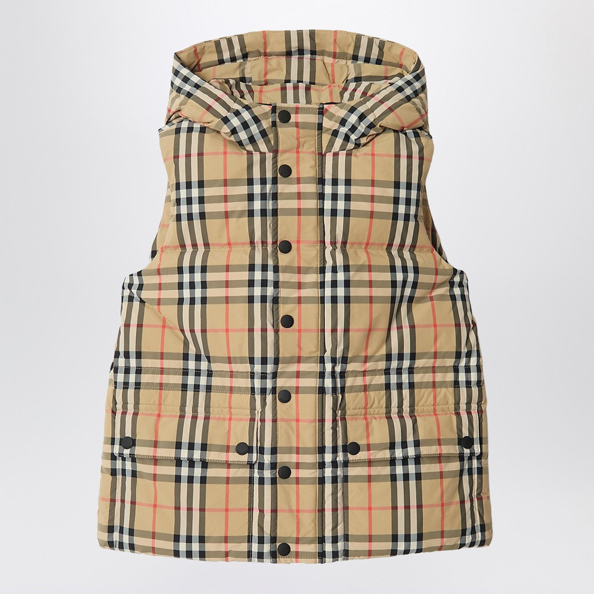 Burberry Nylon sleeveless down jacket with Check motif Burberry 