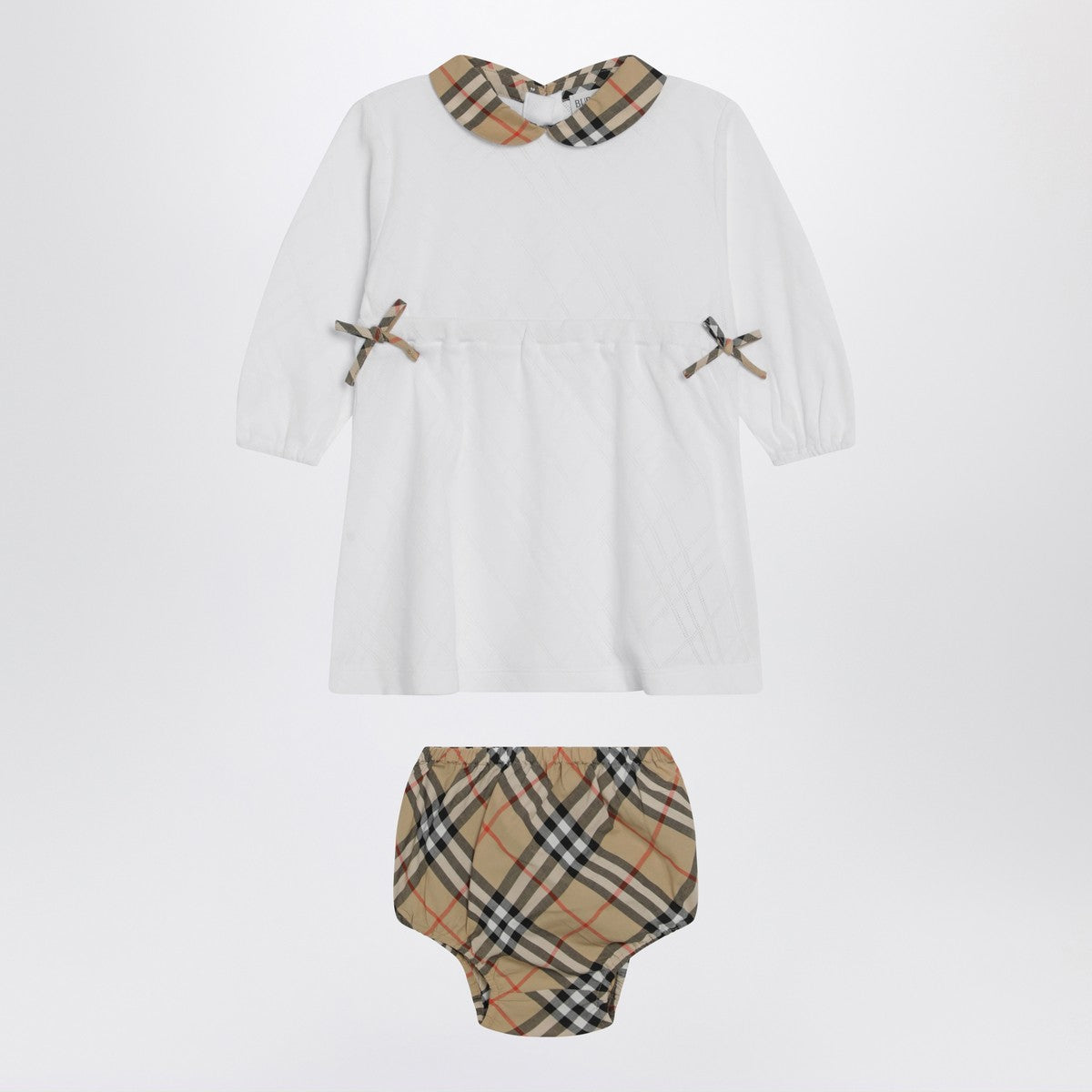 Burberry White set with Check motif trims Burberry 