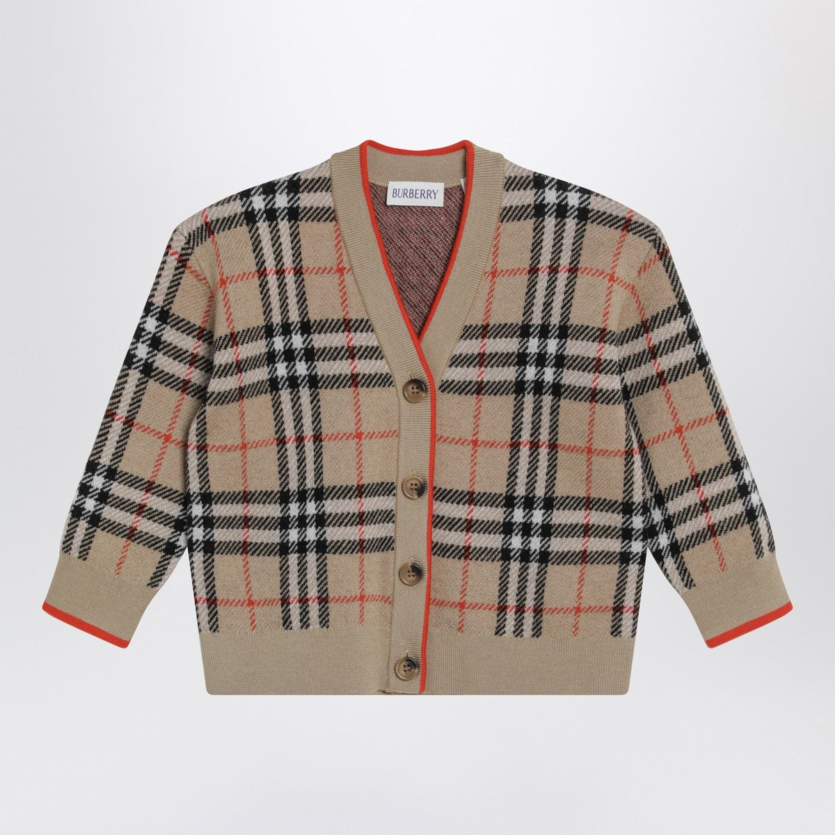 Burberry Beige wool cardigan with Check motif Burberry 