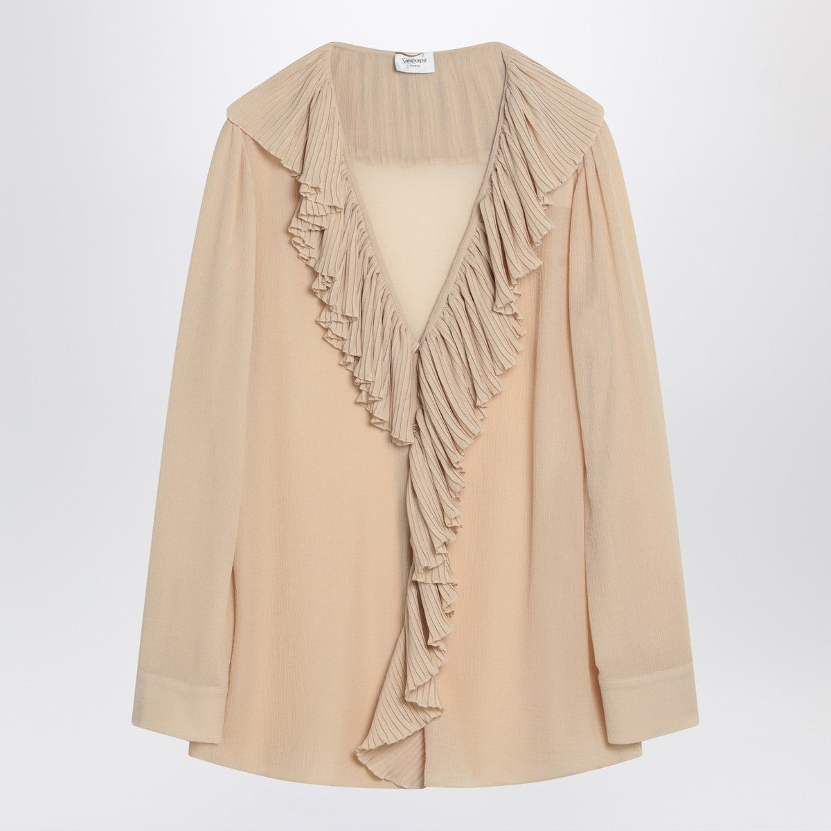 Saint Laurent Beige ruffled blouse in silk Saint Laurent 