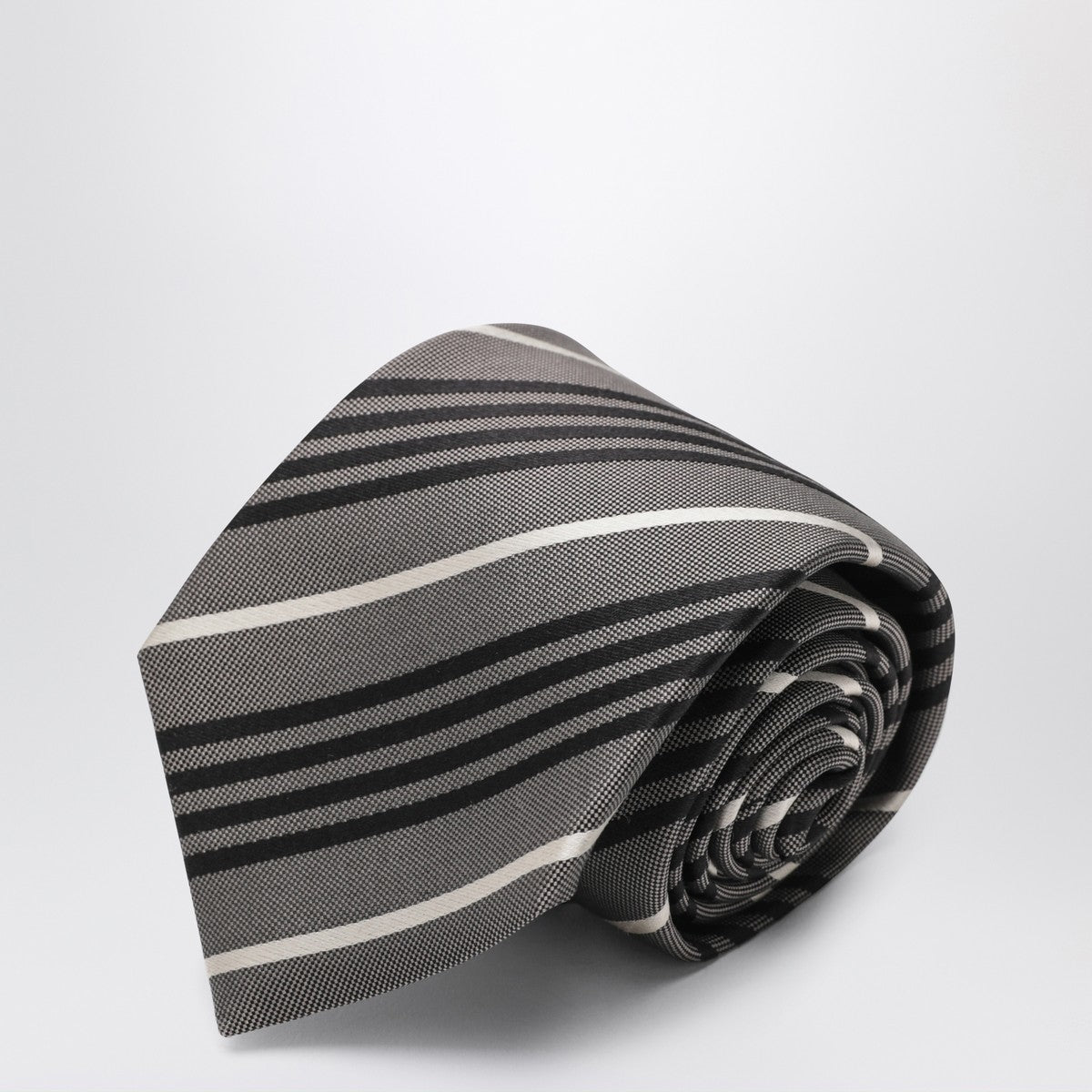Saint Laurent Gray striped silk tie Saint Laurent 