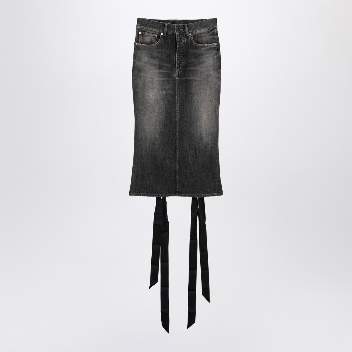 Balenciaga Skirt with laces in smoky grey denim Balenciaga 