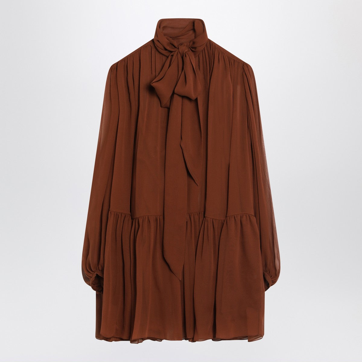 Saint Laurent Rust-colored lavallière silk dress Saint Laurent 