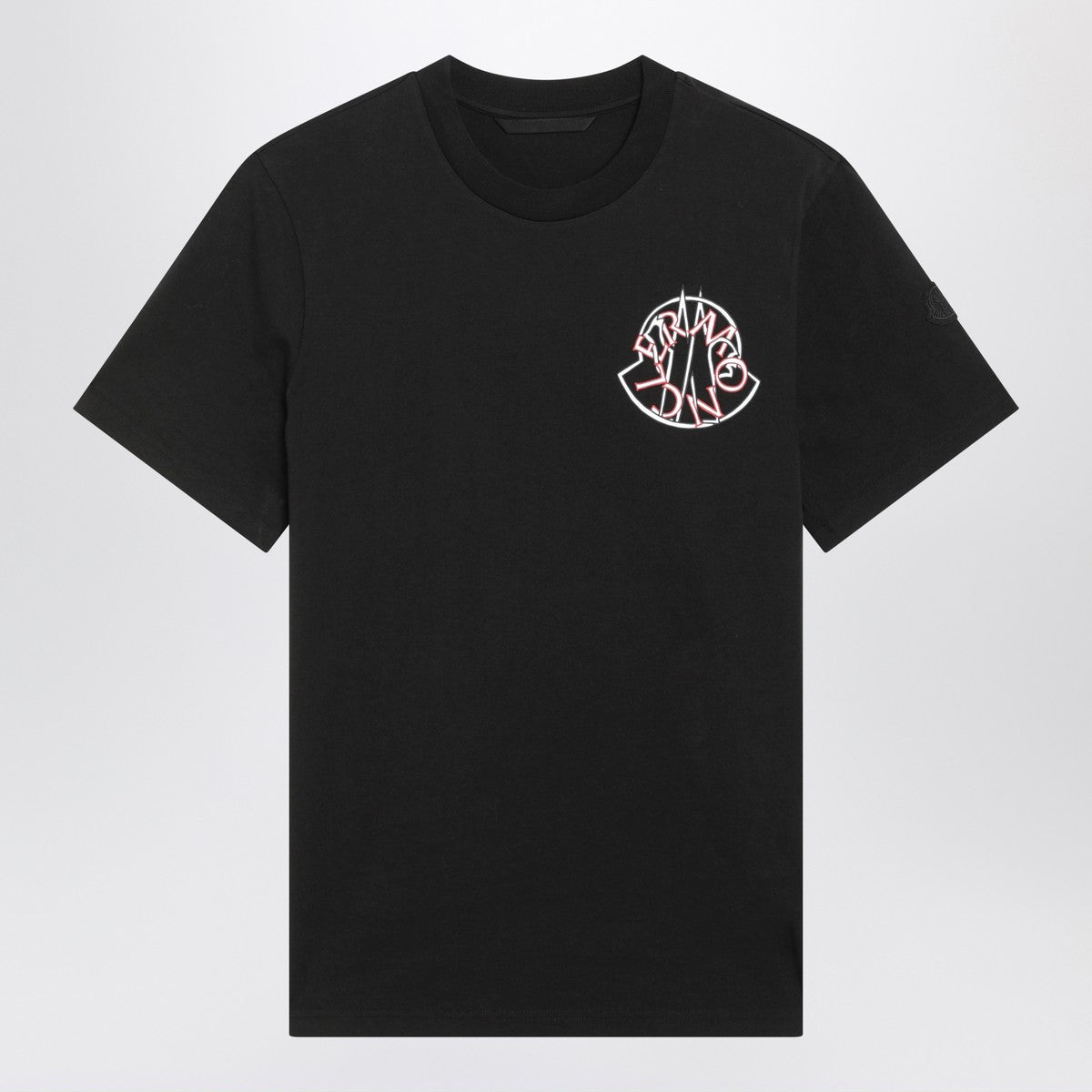 Moncler Black crewneck T-shirt with logo print Moncler 