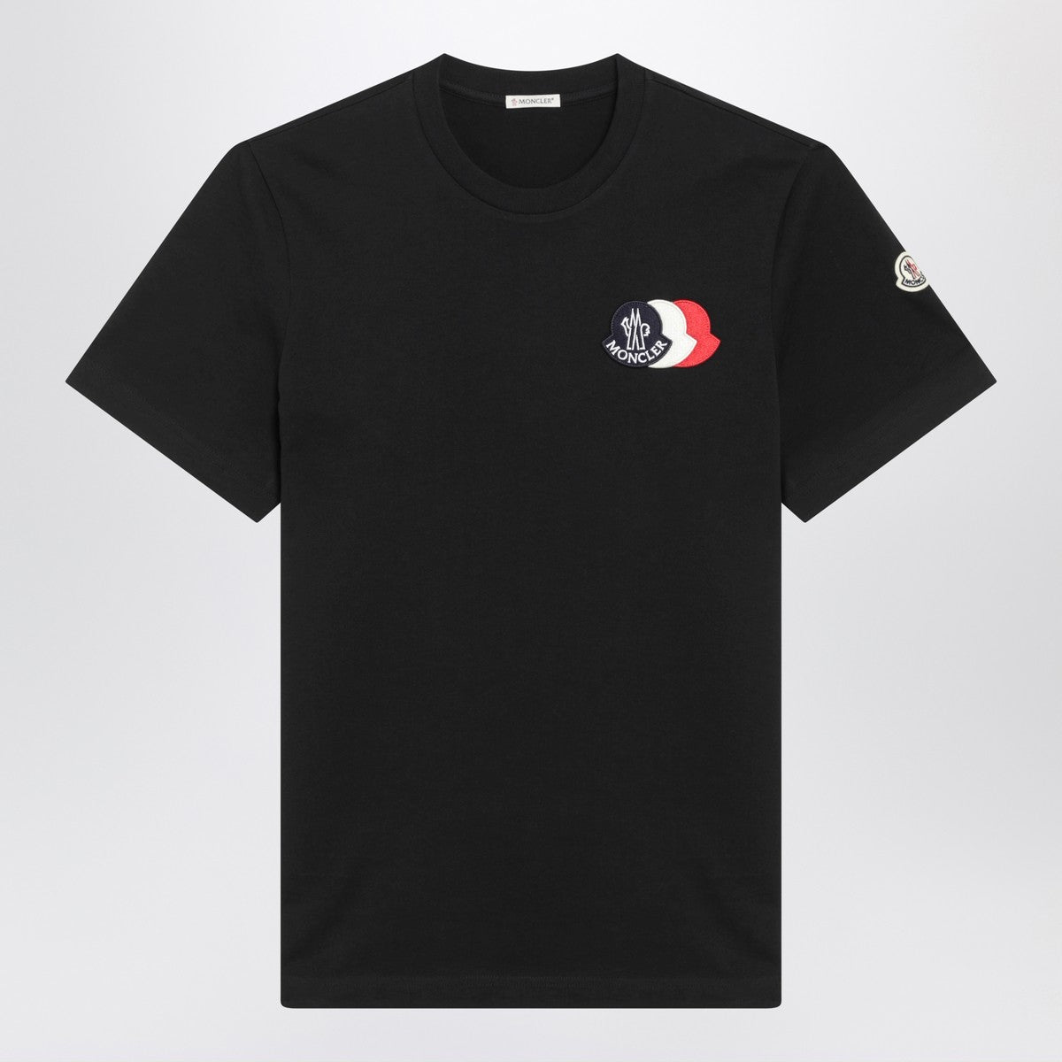Moncler Blue T-shirt with embroidered tricolor logo Moncler 