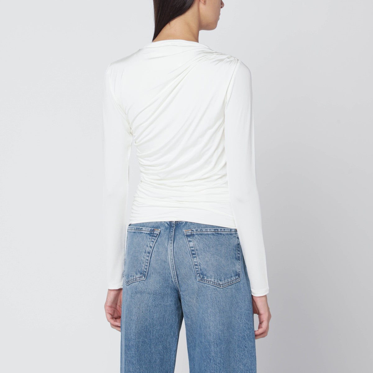 ANINE BING White jersey top with gathers ANINE BING 