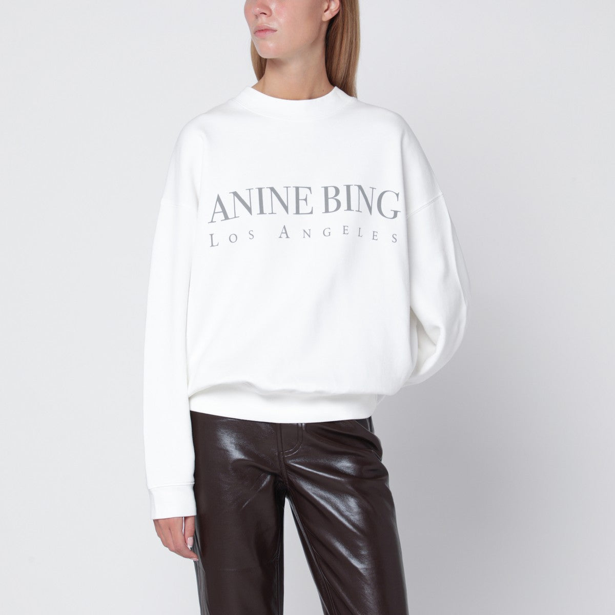 ANINE BING Ivory logo print sweatshirt ANINE BING 