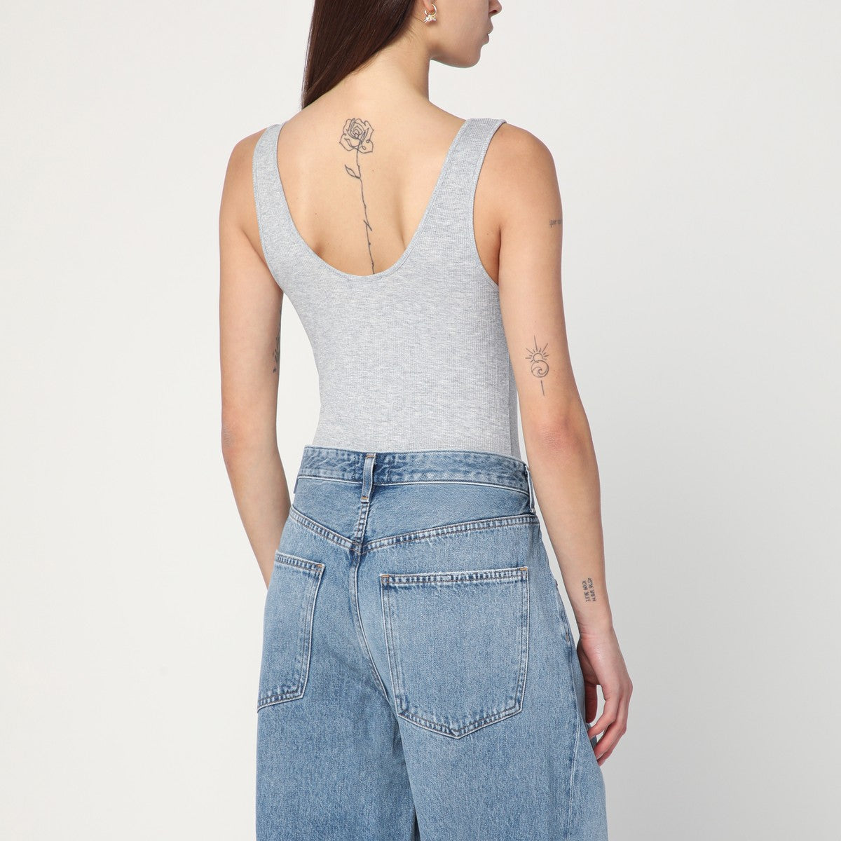 ANINE BING Ginny grey ribbed bodysuit ANINE BING 