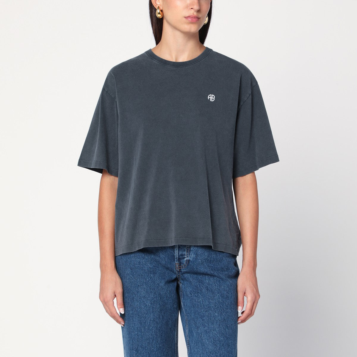 ANINE BING Rudy Empowerment washed black T-shirt ANINE BING 