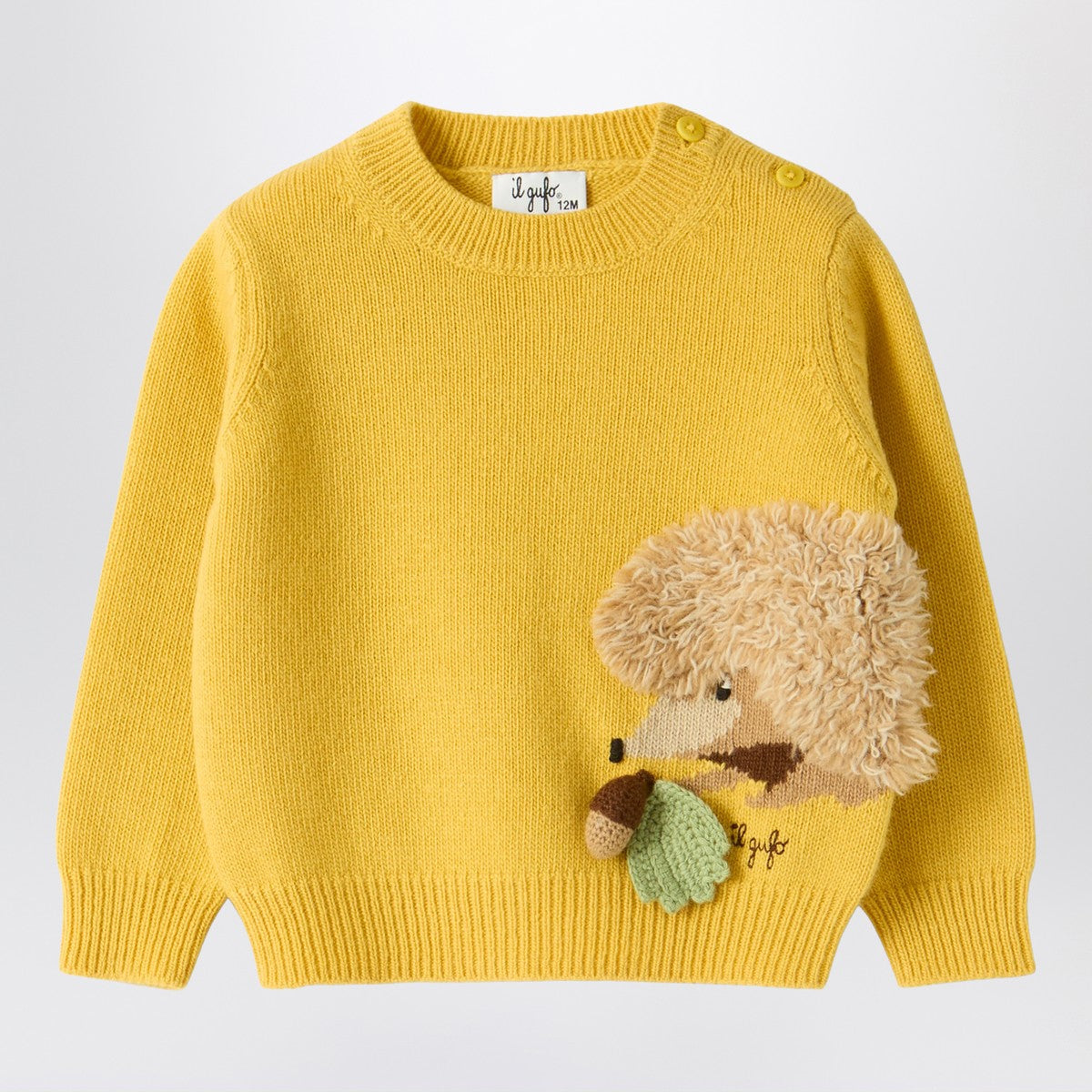 Il Gufo Yellow wool sweater with curly texture Il Gufo 