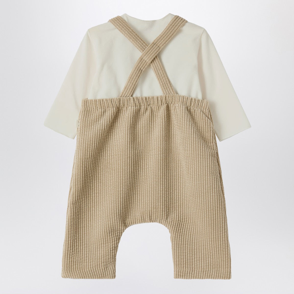 Teddy & Minou Beige outfit with corduroy overalls Teddy & Minou 