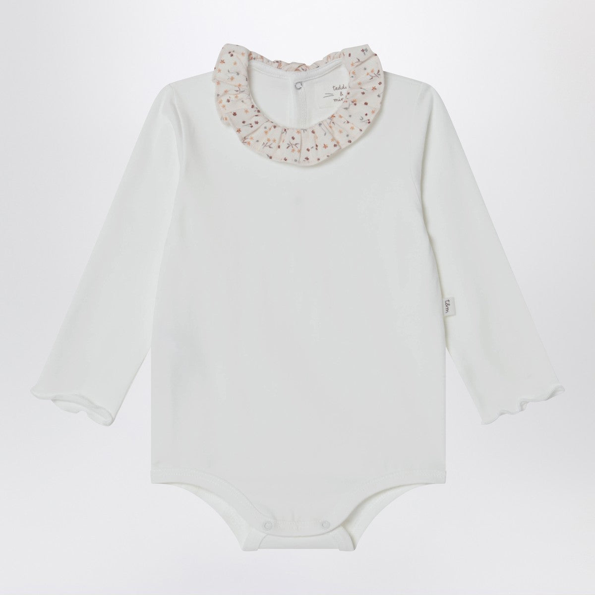 Teddy & Minou White bodysuit with neckline and floral print Teddy & Minou 