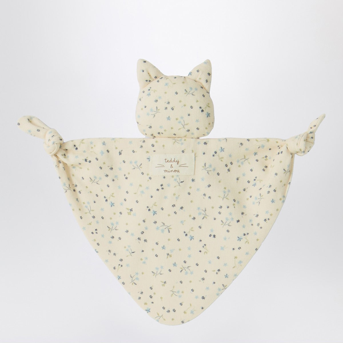 Teddy & Minou Avio blue floral doudou with kitten Teddy & Minou 