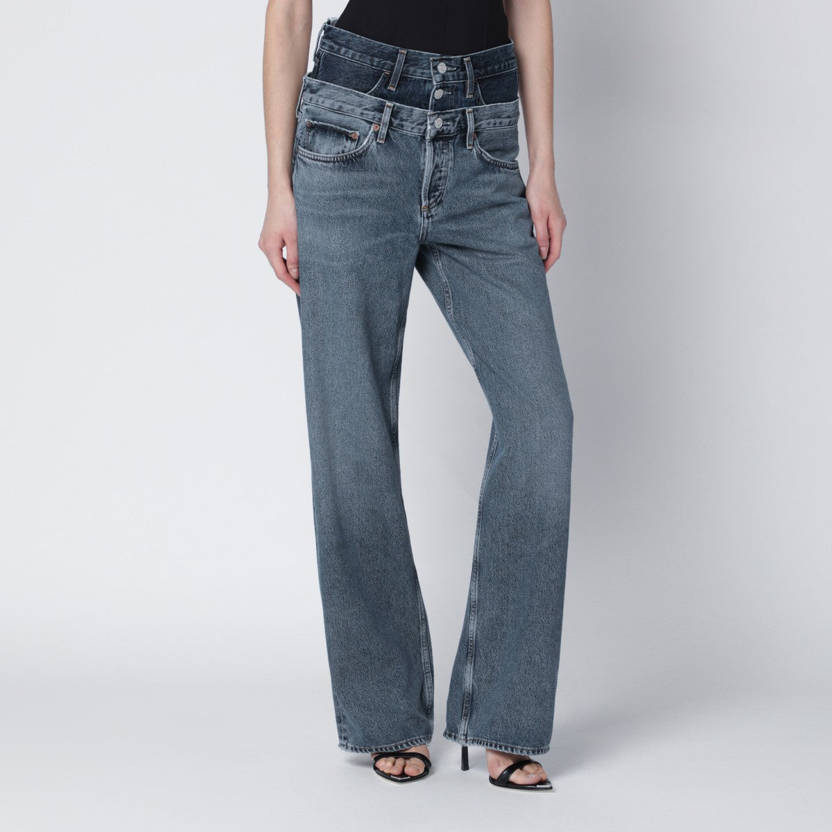 AGOLDE Elson jeans with double waistband in dark/light indigo Agolde 