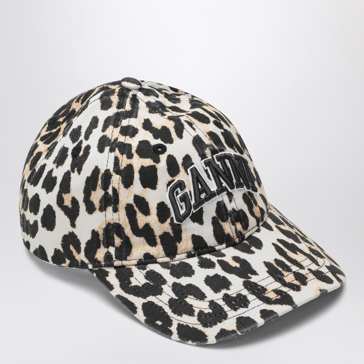 GANNI Leopard-print canvas baseball cap Ganni 
