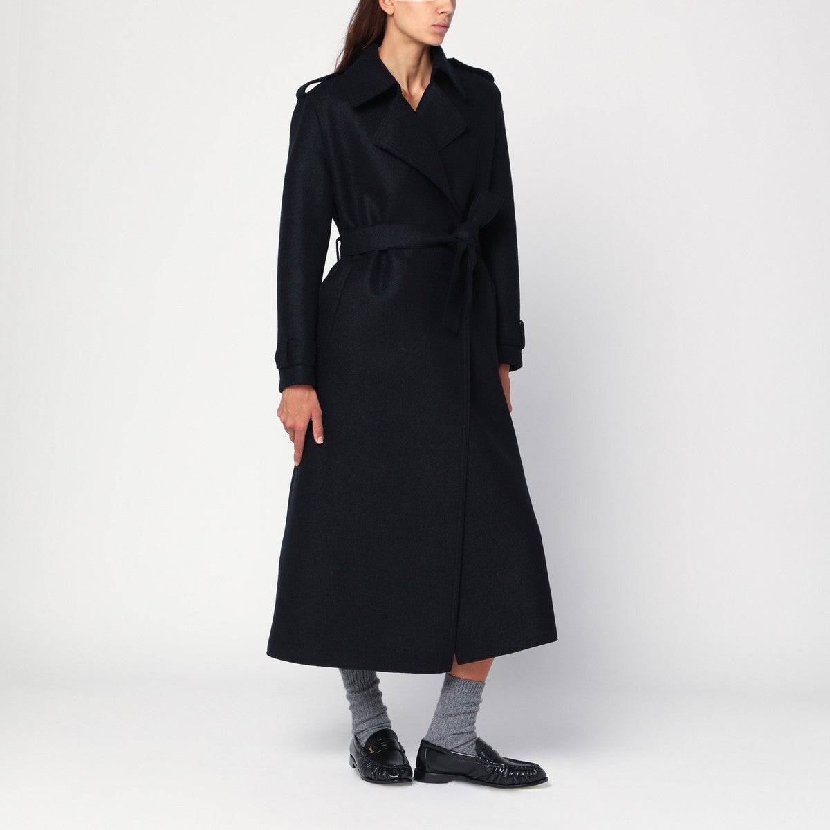 Harris Wharf London Navy blue wool wrap coat Harris Wharf London 