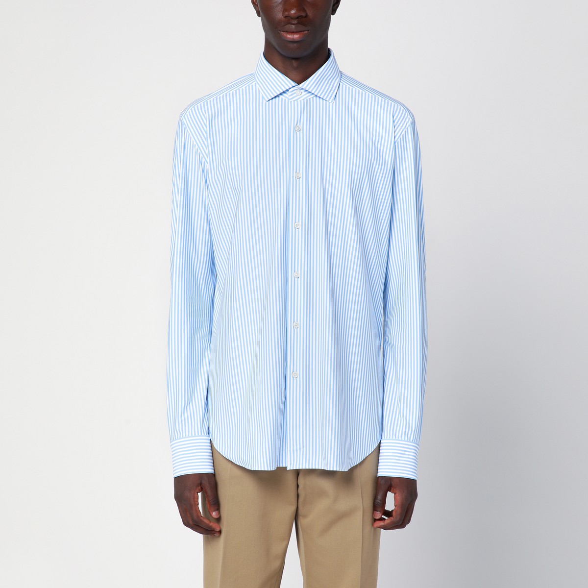 XACUS Striped light blue poplin Active shirt XACUS 