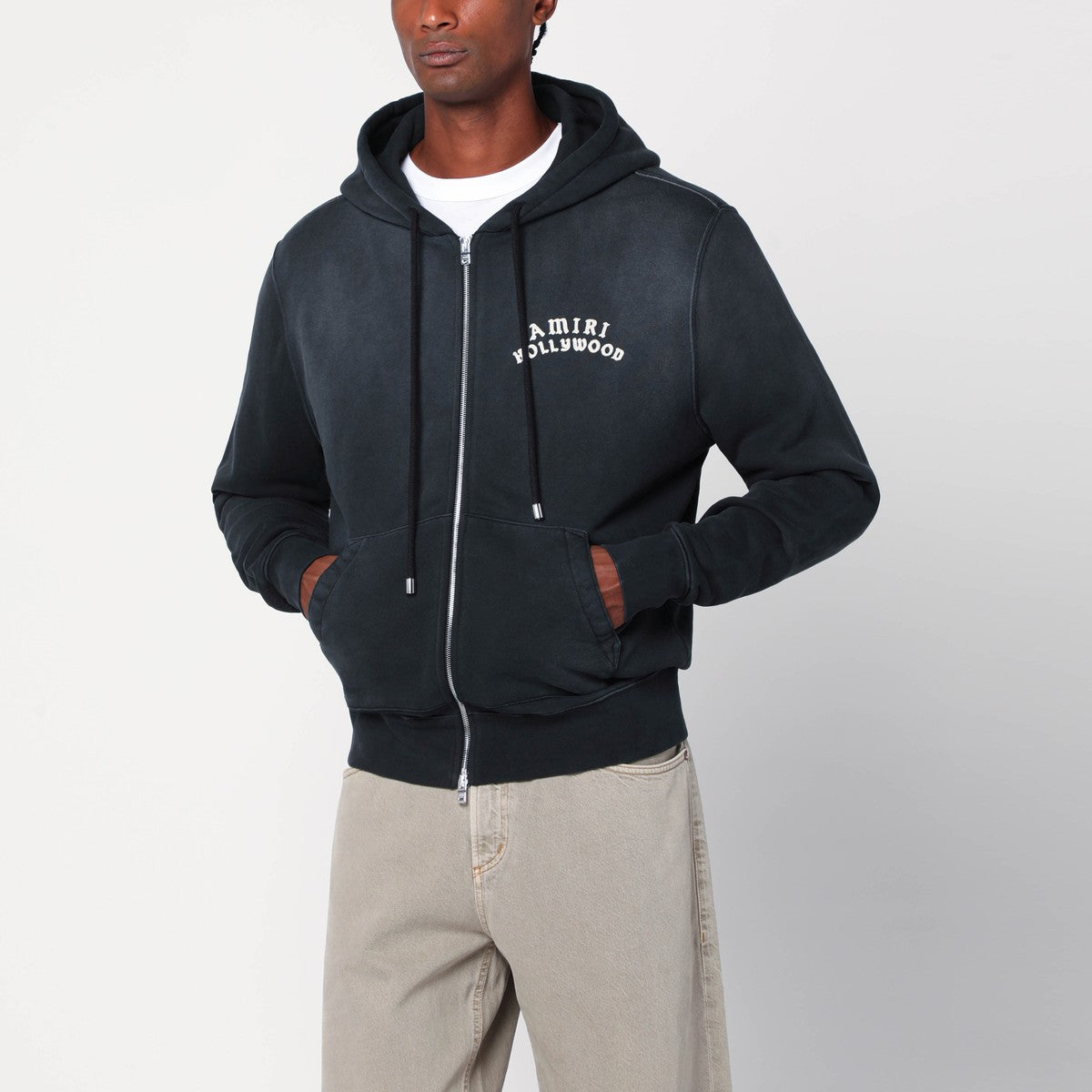 AMIRI Faded black zip sweatshirt with logo Amiri 