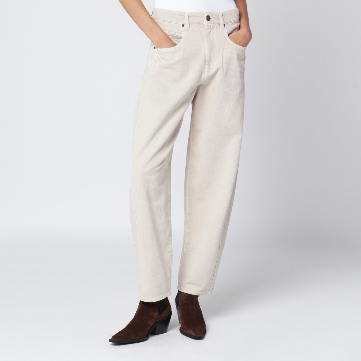 ISABEL MARANT Ecru cotton blend trousers Isabel Marant 