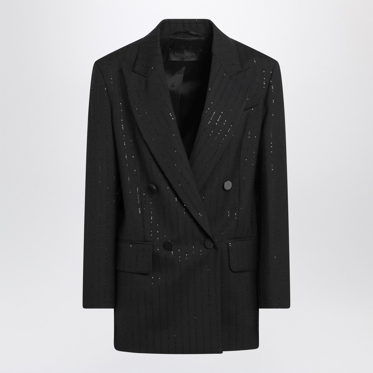 Max Mara Pianoforte Black double-breasted sequin wool blazer Max Mara Pianoforte 