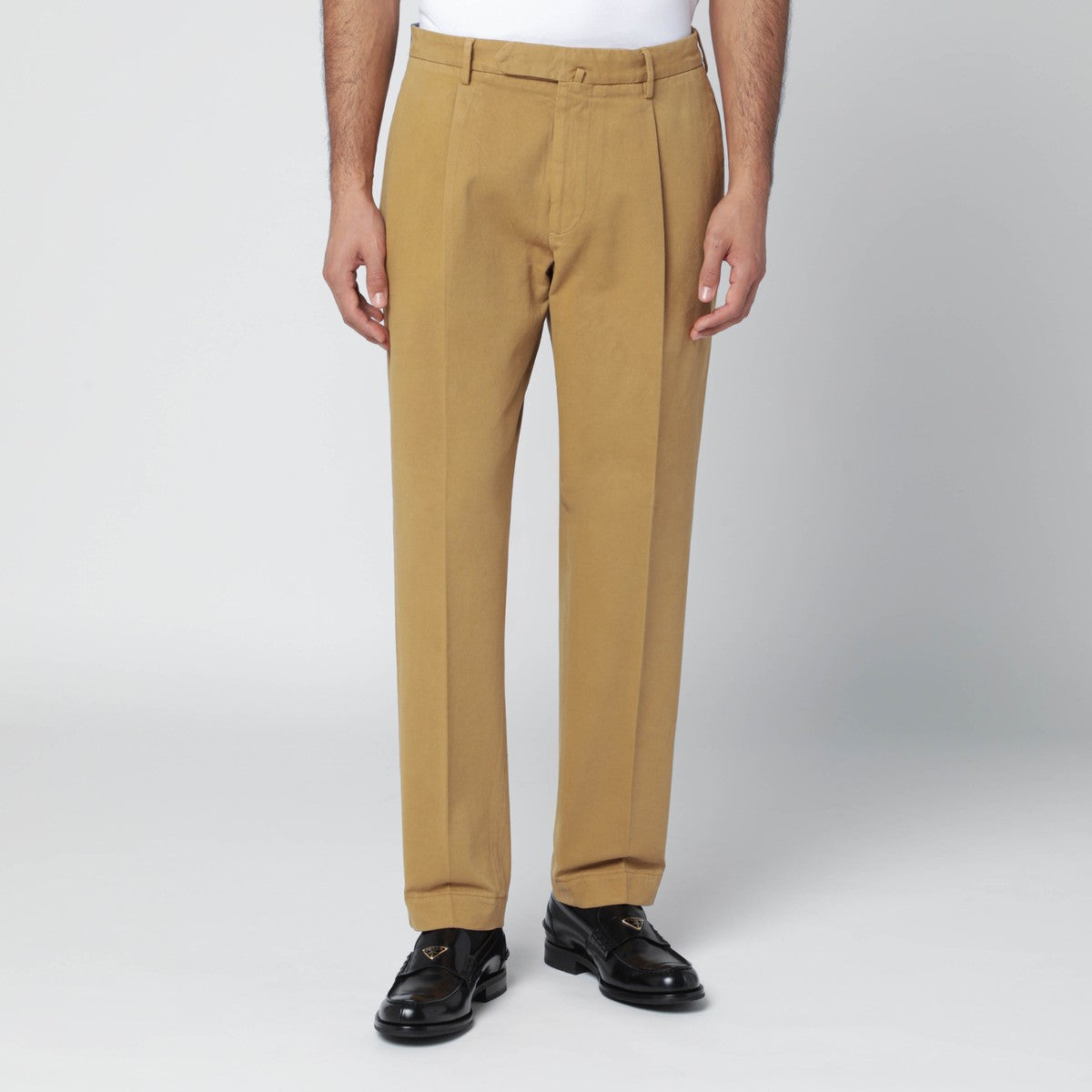 Santaniello Ochre cotton and cashmere trousers Santaniello 