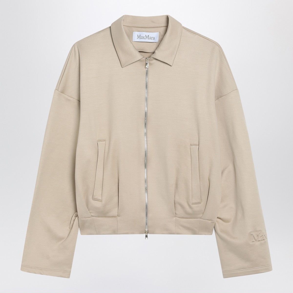 Max Mara Beige cropped sweatshirt in silk blend Max Mara 